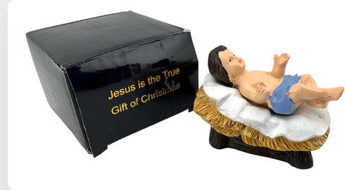 Westmon Works Baby Jesus Figurine with Manger, Small Nativity Statue in a Box, 2 Inch