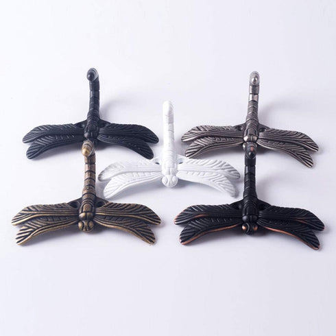 2pcs Dragonfly Coat Hooks, Decorative Wall Mounted Hanger Hook for Home Handbag Key Towel Bathrobe (Bronze)