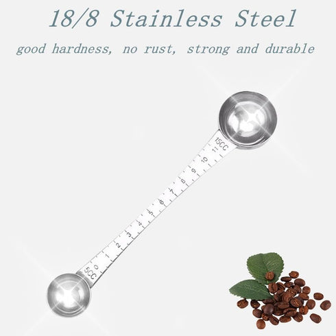 CoaGu Dual-Measure Coffee Scoop Set: 1 Tsp (5ml) & 1 Tbsp (15ml) Long-Handled Stainless Steel Scoops