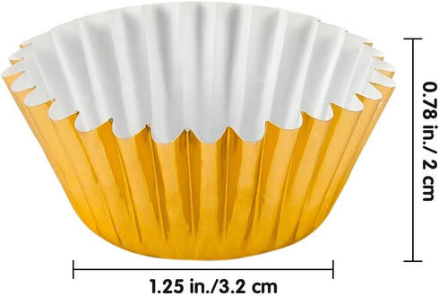 1000 PCS Mini Foil Cupcake Liners 1.25 inches - Gold and Silver Tulip Paper Cups for Baby Shower, Birthday Party