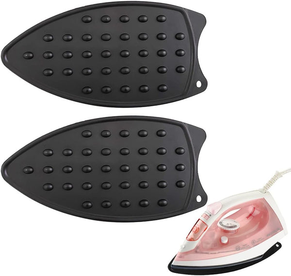 2 Pcs Silicone Iron Rest Pad, Multipurpose Hot Resistant Mat for Flat Irons, Ironing Board - Black.