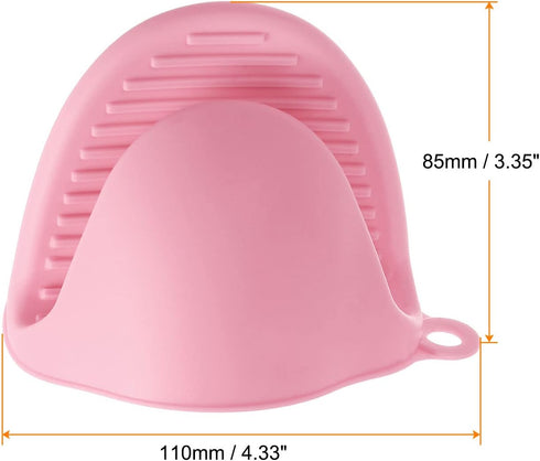 4pcs Thickened Mini Oven Gloves, Heat Resistant Silicone Oven Mitts Finger Pinch Grips Pot Holder for Kitchen, Cooking, Baking, BBQ Heat Resistant Gloves, Pink by HARFINGTON