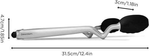 Dreamfarm Clongs Kitchen Cooking Tongs, 12" Black, Grippy Silicone & Stainless Steel, Click-Lock