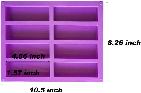 Palksky (2 Pcs) 8 Cavity Rectangle Granola Bar Silicone Mold - Nutrition/Cereal Bar Molds for Chocolate Truffles,