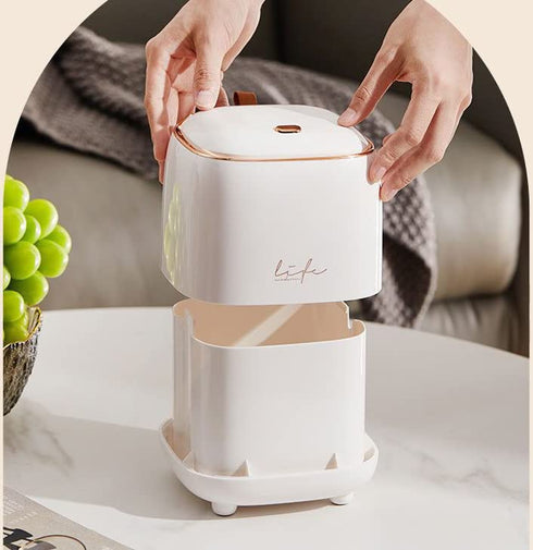 Plastic Trash Can: Creative Mini Desktop Trash Can with Lid & 50 Trash Bags for Home Office Cleaning