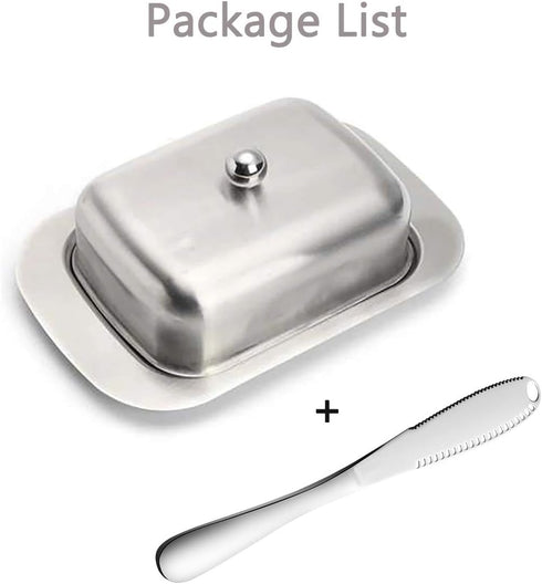 AYZA Butter Dish with Lid and Butter Spreader,Butter Dish Size Perfect for Butter Stick,Multi-Purpose Serving Food Dish