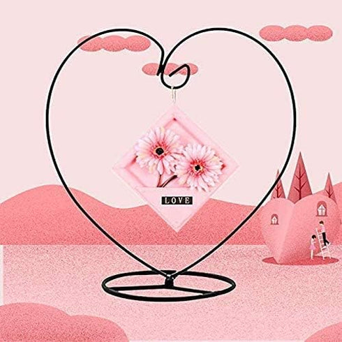 Heart-Shaped Ornament Display Stand by Archi, Iron Pothook Stand for Hanging Glass Terrarium (Heart-1)