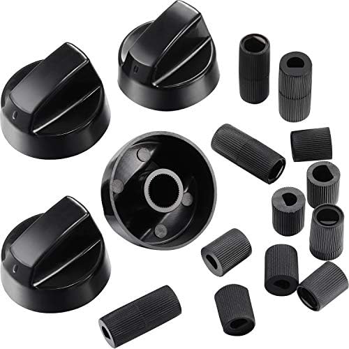 Jetec 4 Pack Control Knobs Replacement for Oven/Stove/Range with 12 Adapters, Please Check Dimensions (Black)