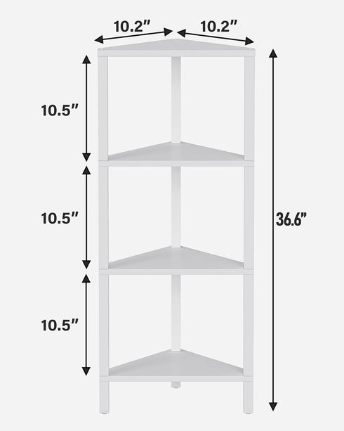 4-Tier BS05BW004 TUTOTAK Corner Shelf, Corner Bookshelf for Small Space, Narrow Display Corner Shelf Stand with Storage