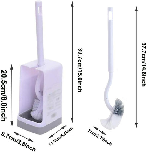Set, 2 Pack Marbarsse Bathroom Toilet Bowl Brush and Holder, Curved Design Toilet Brush for Deep Cleaning Under Rim