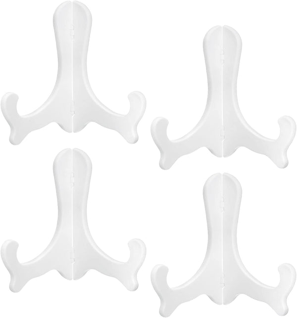 uxcell 4pcs 6" White Plastic Folding Easel Display Stand for Decorative Picture Frame