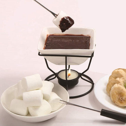 YARNOW Ceramic Butter Warmer Fondue Pot with Tealight Candle, Chocolate Melt Pot for Cheese and Chocolate