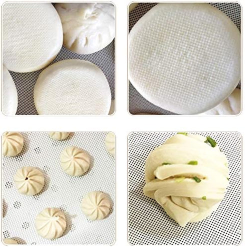 LadayPoa 10Pcs 12 inch Reusable Round Silicone Steamer Liners, Non-stick Mesh Mat for Home Kitchen or Restaurant