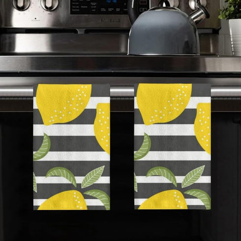 2 Pcs Kitchen Towels - Lemons Kitchen Dish Towels for Home Cleaning, Cooking, and Baking, 16 x 24 Inch