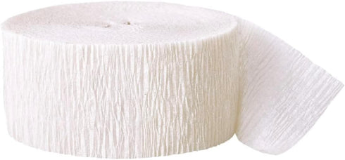 Premium White Crepe Paper Streamer - 81 ft (1 Pc) - Ideal for Events, Weddings, and Birthdays