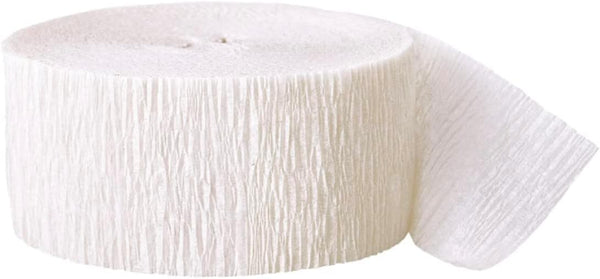 Premium White Crepe Paper Streamer - 81 ft (1 Pc) - Ideal for Events, Weddings, and Birthdays