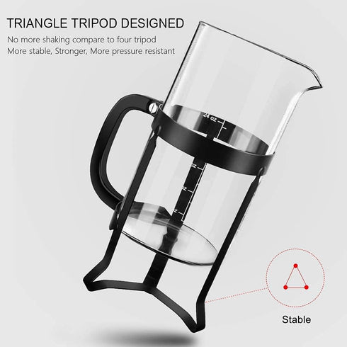 QUQIYSO 34oz French Press Coffee Maker, 304 Stainless Steel with 4 Filters, Borosilicate Glass, BPA Free