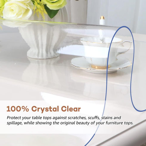 RostiKong 18x36 Inch Clear Plastic Table Cover Transparent Table Protector PVC Vinyl Tablecloth Desk Pad Protective Mat