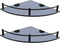 Glass Bathroom Shelves - Set of 2 Corner Shelves with Rail, Floating