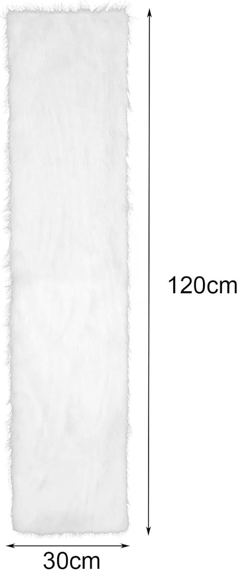 CEMGYIUK Table Runner,Modern Snowy White Faux Fur Decor Runner
