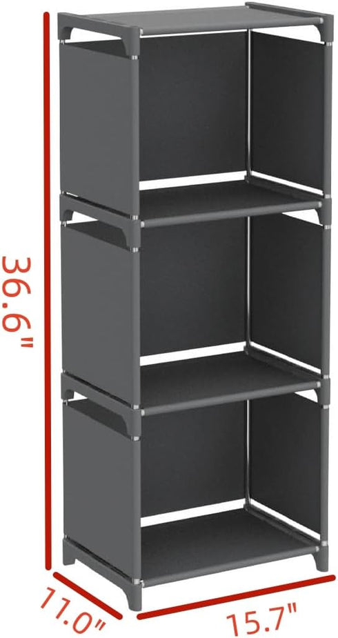 RIIPOO 3-Cube Closet, 4-Layer Versatile Storage Organizer Shelves for Bedroom Space-Saving Bookshelf | Compact Bookcase