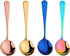 MINGYU 4-Piece Heavy Round Soup Spoons Set, Multicolor Premium Stainless Steel, Mirror Polish & Dishwasher Safe