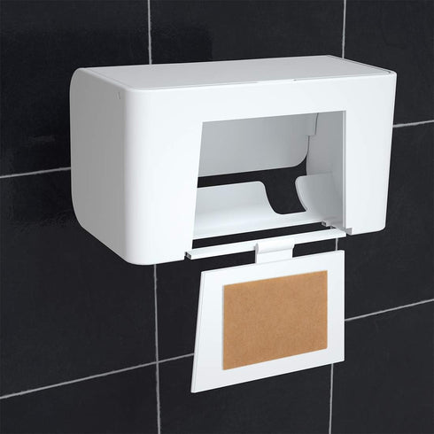 Wall Mounted Toothbrush Holder with Cover, Self Adhesive for Dorm Bathrooms and Shower, Holds 2 Toothbrushes