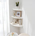7inch Set 2 White Corner Shelf, Wall Mount Natural Oak Wood Floating Corner Wall Shelf Round End Small Corner