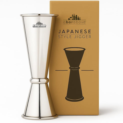 A Bar Above Premium Japanese Jigger, 8 Precise Measurement Markings, Heavy Duty 304 Stainless Steel