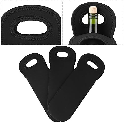 3 Pcs Wine Carrier Tote Bag, Neoprene Insulated Travel Sleeves for Wine Beer Bottles, Black
