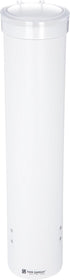 San Jamar Medium Cup Dispenser for 4-10 Oz. Cups, White Plastic, 16 Inches, Flip Cap for Restaurants