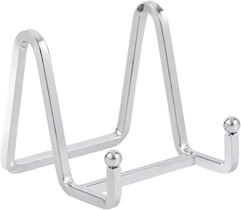Plate Holder Easel Display Stand - 3 inch Metal Plate Stands for Display, Silver Iron Easels for Pictures, Photo Frames