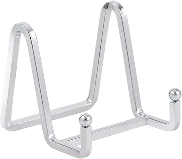Plate Holder Easel Display Stand - 3 inch Metal Plate Stands for Display, Silver Iron Easels for Pictures, Photo Frames