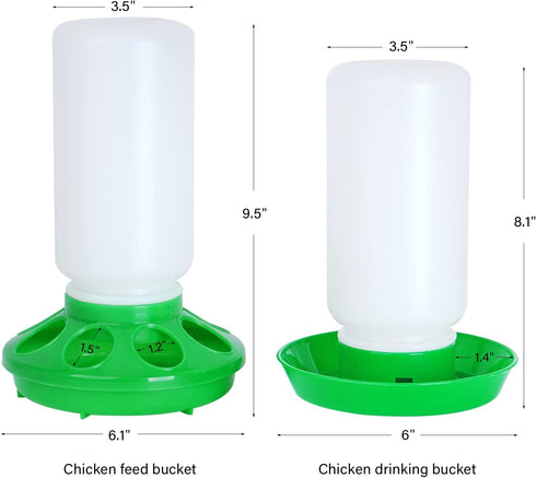 Set 1L Chicken Feeder and Waterer no Waste Chick Feeder and Waterer Kit Chicken Water Feeder Poultry Waterer Baby Chick
