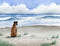 Boxer at the Beach Art Print by David J Rogers, Watercolor Artist