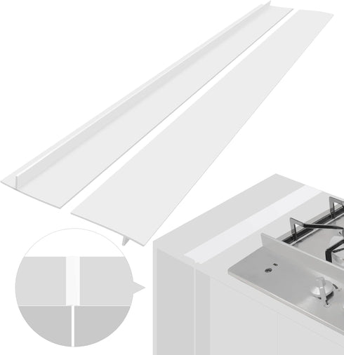 Silicone Stove Counter Gap Cover (2 Pack), Heat Resistant Kitchen Stove Gap Filler, Seals Spills Between Counters