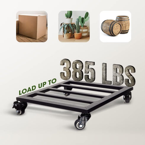 385 Lbs, 12Inch, Idzo Plant Caddy with Wheels Lockable Heavy Duty Trolley Capacity Metal Cast Iron Plant Dolly, Plant