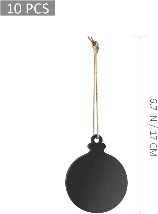 SUPVOX 10PCS Mini Decorative Blackboard Hanging Tags, Ball Shape Chalkboard Signs for Christmas Ornaments