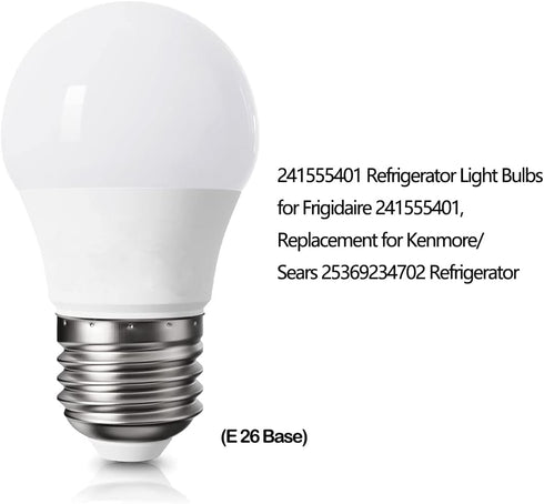 241555401 Refrigerator Light Bulbs Fit Frigidaire, Replacement for Kenmore/Sears 2 PACK (White)