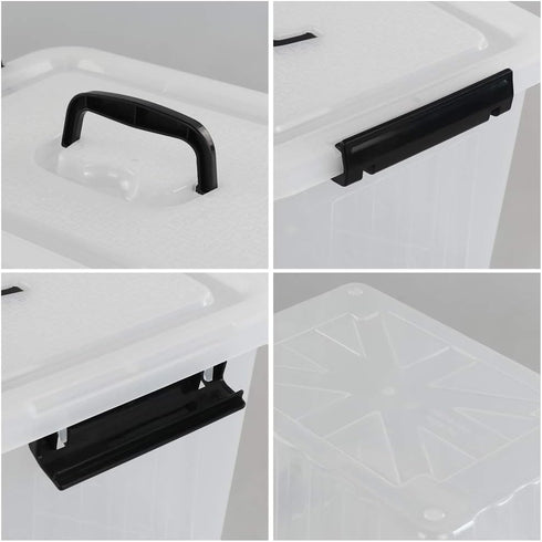 Obstnny 12 Quart & 6 Quart Plastic Latching Box, Clear Storage Bins with Handles and Lid