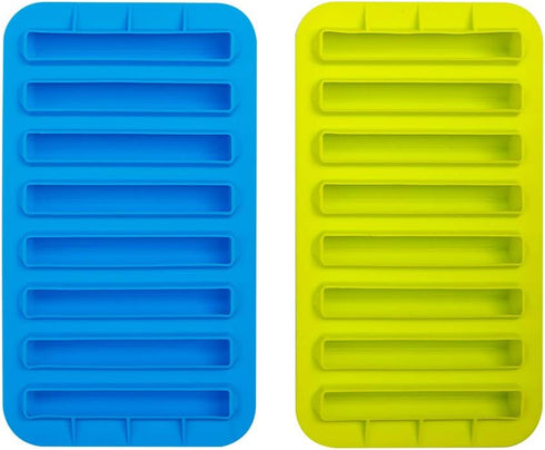Webake 2 Pack Ice Stick Cube Trays Silicone Molds 8 Cavity for Water Bottles and Cocktails (Blue+Green)