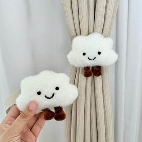 Generic 2PACK Hygge Living Snap-Fit Cartoon Cloud Curtain Tiebacks Hook Holdbacks Cute Curtain Holdbacks Rope for Baby