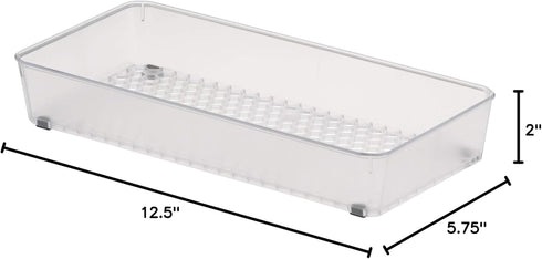 Spectrum Diversified Modern Kitchen Cutlery Organizer Tray, Hexa Drawer, 6 x 12, Clear Frost