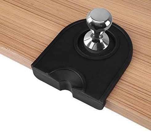 Silicone Coffee Tamp Mat, Anti-Skid Espresso Tampering Corner Pad Tool (Black)