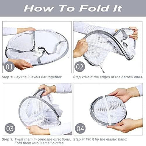 Looca 3-Tier Folded Mesh Clothes Hanging Dryer Sweater Drying Rack 30.3" L x 24.5" W x 30.7" H