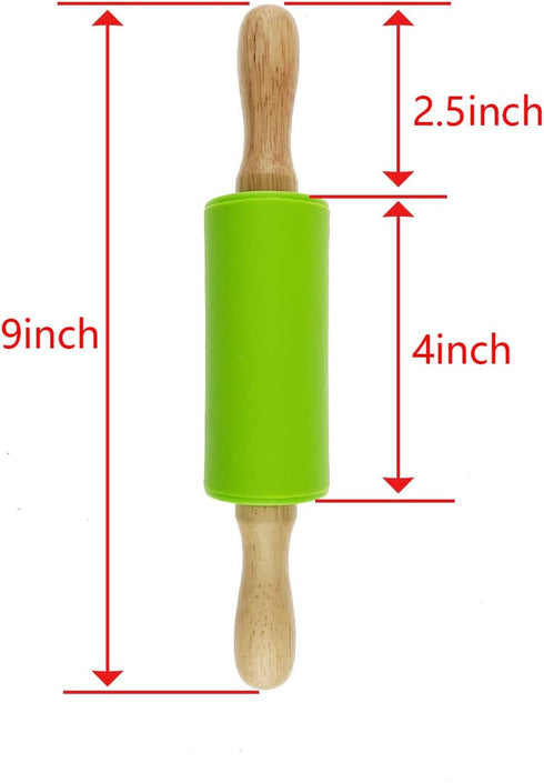 Miokun 4 Pack (9 Inch) Small Rolling Pin for Kids, Kids Rolling Pin for Home Kitchen
