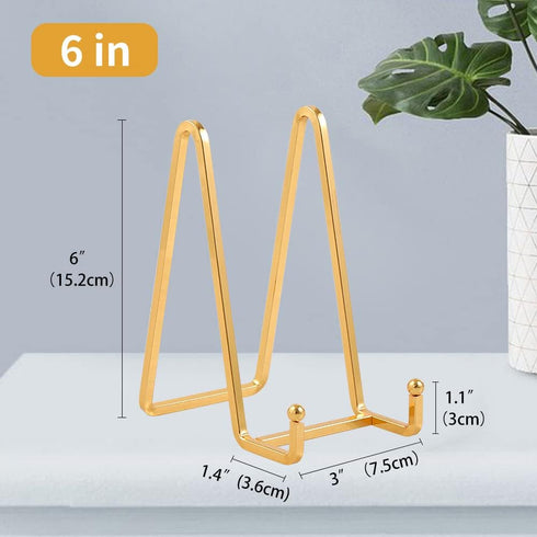 Plate Holder Easel Display Stand - 6 inch Metal Stands for Pictures, Photo Frames, Books, Decorative Plates