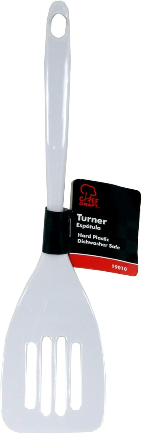 Chef Craft Basic Melamine Slotted Turner/Spatula, 11.25 inch, White
