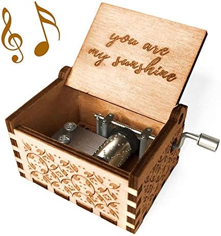 Ucuber You are My Sunshine Music Box, Wood Laser Engraved Cute Box, Best Gift for Wife, Son, Daughter, Mom