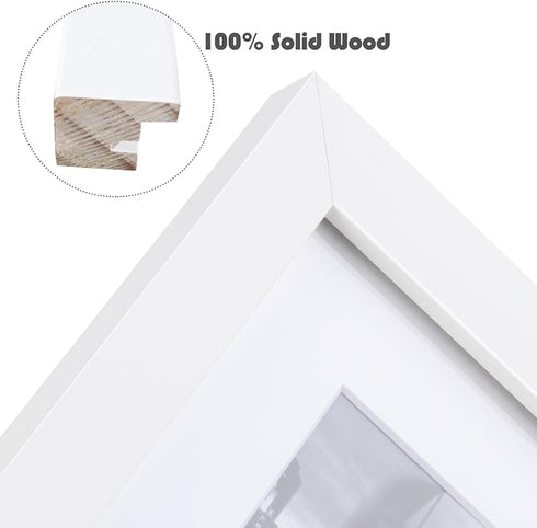 Golden State Art 8x10 White Photo Wood Collage Frame, Tempered Glass, Displays (2) 4x6 Pictures